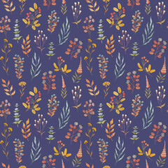 Delicate watercolor autumnal seamless pattern. Ideal for wallpapers, textiles, covers, wrapping paper.
