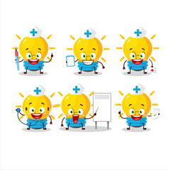 Doctor profession emoticon with lamp ideas cartoon character