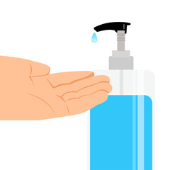 Hand sanitizers. Alcohol rub sanitizers kill most bacteria, fungi and stop some viruses such as coronavirus. Hygiene product. Sanitizer bottle and wall mounted container. Covid-19 spread prevention.