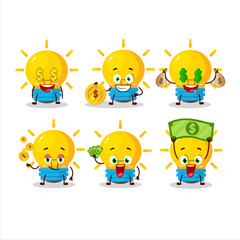 Lamp ideas cartoon character with cute emoticon bring money