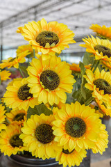 Fototapeta premium Indoor sunflower flower arrangement decoration