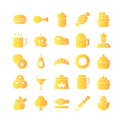 Food icon set vector gradient for website, mobile app, presentation, social media. Suitable for user interface and user experience.