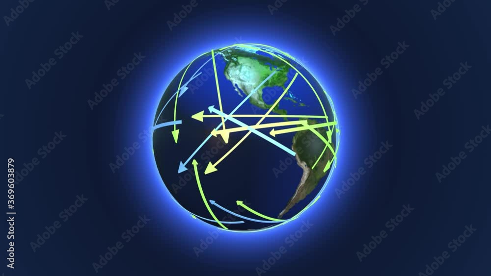 Poster global network animation. 3d animation