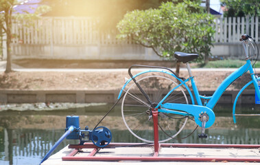 bicycle power maker charge  for taking water in ponds 