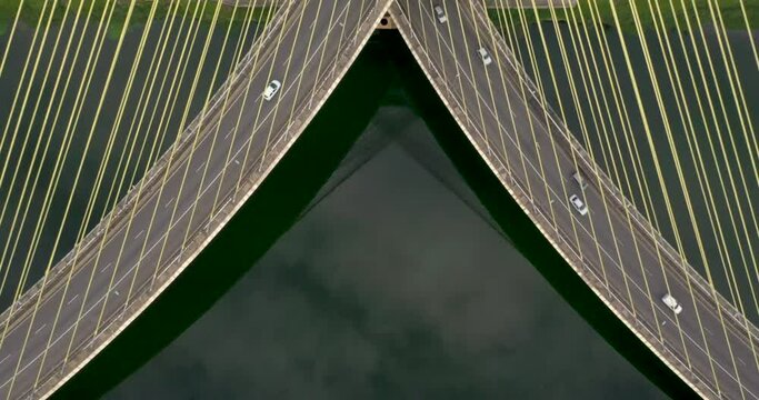 Flying Above Estaiada Bridge During The Covis 19 Quarantine At Sao Paulo, Brazil