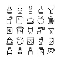 Beverage icon set vector line for website, mobile app, presentation, social media. Suitable for user interface and user experience.