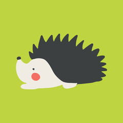 Vector hedgehog. Cute hand drawn cartoon animal. Flat element for you design, perfect for card, sticker, poster, packaging, t short print or baby cloth.