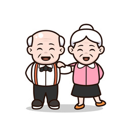 A couple of cute grandparent character design illustration