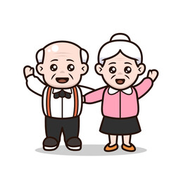 A couple of cute grandparent character design illustration
