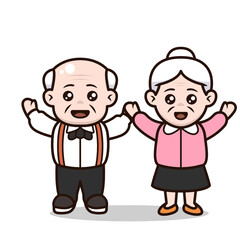 A couple of cute grandparent character design illustration