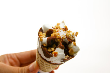 Vanilla ice cream on white background