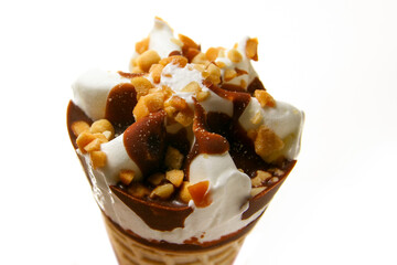 Vanilla ice cream on white background