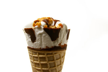 Vanilla ice cream on white background