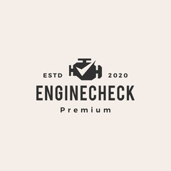 engine check hipster vintage logo vector icon illustration