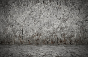 empty room, plaster wall, grey background