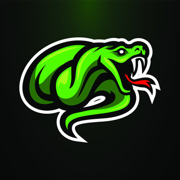 Snake mascot Logo for Sport and Esport isolated on dark background