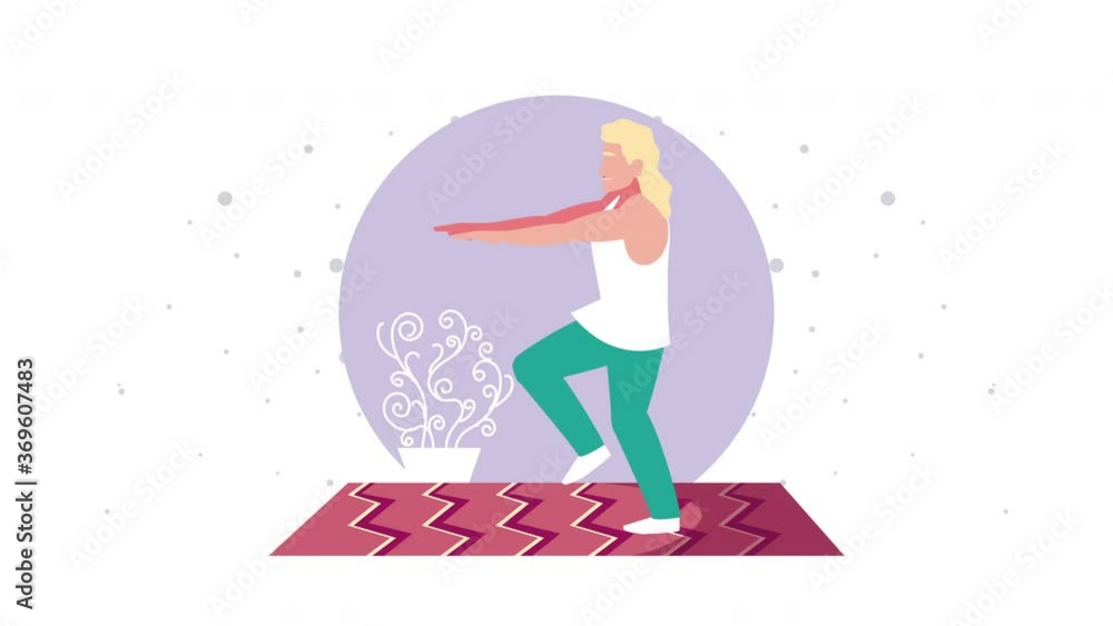 Sticker young woman practicing exercise character