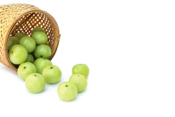 gooseberry fruits ( Amla ) on white.
