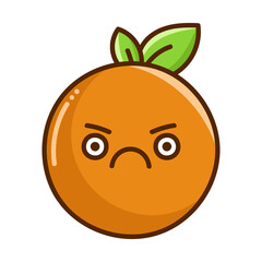 kawaii angry orange fruit cartoon illustration