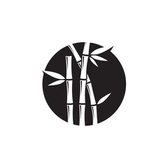 Black bamboo logo vector icon template