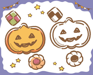 ハロウィンのスイーツ、クッキーのイラスト素材。 ベクターイラスト。