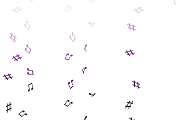Light Purple vector background with music symbols.