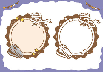 ハロウィン かわいいフレームデザイン素材セット ベクターイラスト Wall Mural 夏妃 吉野