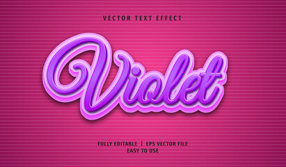 3D Violet Text effect, Editable Text Style