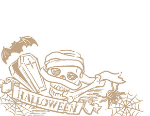 ハロウィン、レトロ調のイラスト背景素材。 ベクターイラスト。