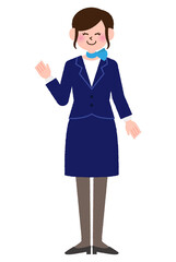 ポーズをとっている添乗員の女性