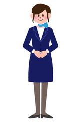 ポーズをとっている添乗員の女性
