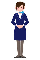 ポーズをとっている添乗員の女性