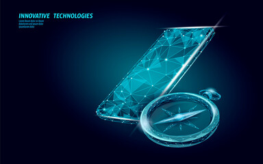 3D low poly compass. Business global international strategy concept. Journey travel direction destination banner. World exploration creative idea vector illustration © LuckyStep