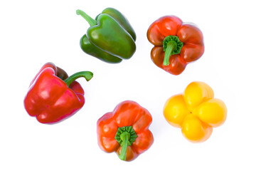 bell peppers or capsicum isolated on white background. 