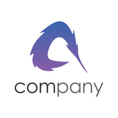 Initial A feather pen logo creative concept