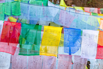 Buddhist Tibetan Prayer flag in Bhutan.