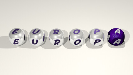 combination of EUROPA built by cubic letters from the top perspective, excellent for the concept presentation. europe and architecture