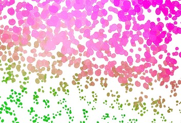 Light Pink, Green vector pattern with curved circles.