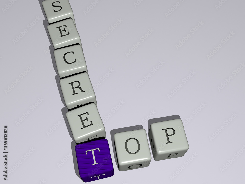 Poster combination of top secret built by cubic letters from the top perspective, excellent for the concept