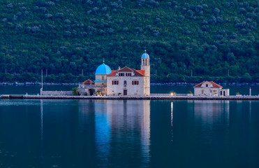 Saint George island with a centuries-old monastery and cemetery and cypress trees in the famous Bay...