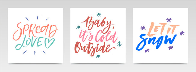 Christmas quotes letter typography set illustration.