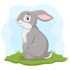 Cartoon happy rabbit in the grass