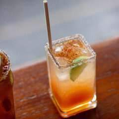 Red mojito with lime and salt