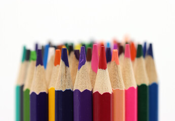 colored pencils on white background