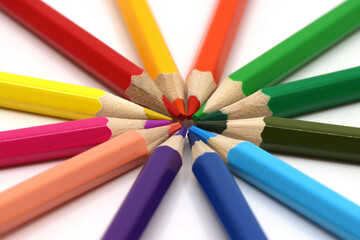 Fototapeta premium colored pencils on white background