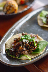 Mexican vegetarian corn tortilla taco