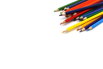 colored pencils on white background