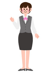 ポーズをとっている受付の女性