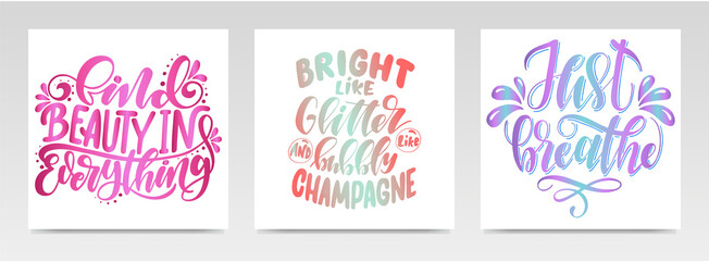 Motivation quotes letter typography set illustration.