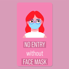 
Poster with a man prohibiting entry without a mask